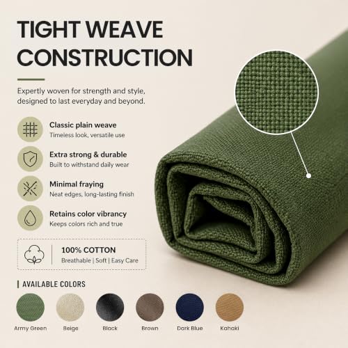 Wildarms 100% Cotton Canvas Fabric by The Yard - 59" Wide 12oz(per Linear Yard) Medium-Heavy Duck Canvas for Sewing DIY, Tote Bags, Upholstery & Embroidery (Army Green, 1-Yard Pre-Cut Piece) - color: Army Green, size: 1-Yard Pre-Cut (Non-Continuous)