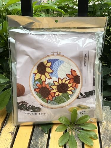 Meoe&heome Punch Needle Kit for Beginners, DIY Embroidery Set with 20+ Patterns(Sunflower) - color: Sunflower