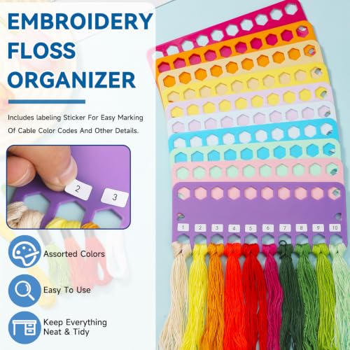 LOKUNN 10 Pcs Embroidery Floss Organizer, Cross Stitch Thread Holder - color: 10 Colors
