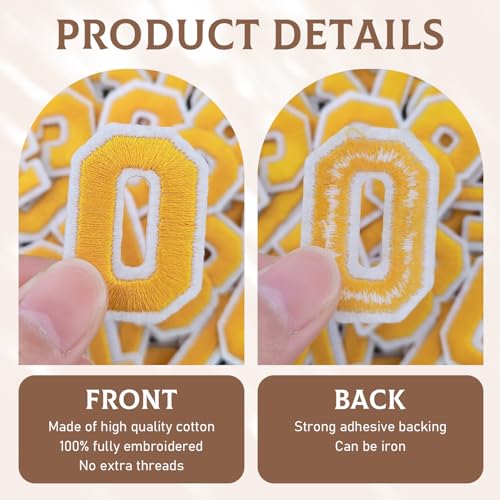 50 Pcs Iron on Numbers Patches for Fabric Tote Bags Hats Clothing Yellow - color: Yellow, size: Numbers Only
