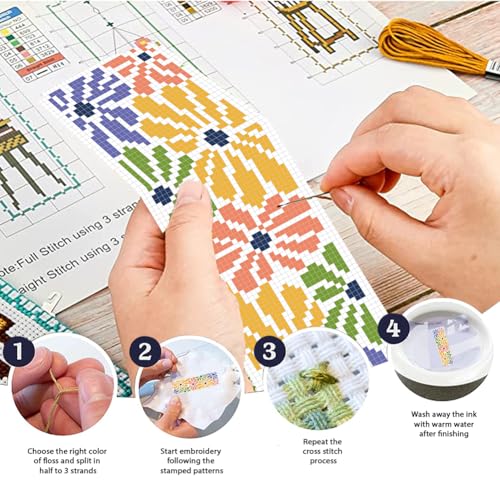 FREEBLOSS 6 Set Cross Stitch Bookmark Kits Bohemian Style - style: Abstarct Blocks