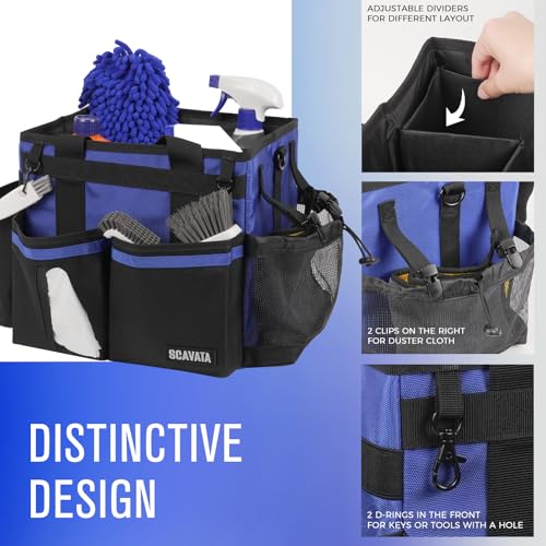 SCAVATA Compact Wearable Cleaning Caddy with Handle & Shoulder Straps - color: Blue
