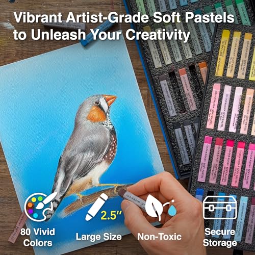 COLOUR BLOCK Soft Pastels for Artists - 80 Colors Square Chalk Soft Pastels Art Set in CARBON Box - Vibrant Pigments Art Kit for Painting, Drawing, Sketching, Hobbyist. - size: 80 Count (Pack of 1)