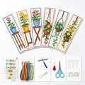 Zhenqing Indoor Flower Stamped Cross Stitch Bookmark Kit, 6 Potted and Hanging Plant Designs on 11CT Fabric for Beginners - color: Indoor Flower Bookmark