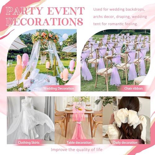 Horbaunal Light Pink Chiffon Fabric by The Yard, 5 Yard Precut Sheer Fabric - color: Light Pink, size: 5 Yards