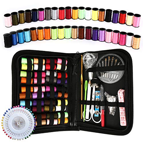 Sewing Kit, Sewing Kit for Adults, Needle and Thread Kit, Travel Sewing Supplies, Large 128PCS, Basic, Beginner Sewing Kits, Contains Sewing Needles, Thread etc(L) - size: L