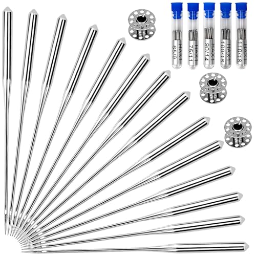 50PCS Sewing Machine Needles, Universal Sewing Machine Needle for Singer, Brother, Janome, Varmax, Needles for Sewing Machine with Sizes HAX1 65/9, 75/11, 90/14, 100/16, 110/18 - style: 50pc Set
