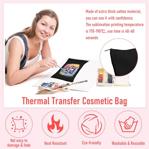 Legigo Blank Canvas Bags Zipper Pouch Makeup Bags Pencil Pouch Bulk - color: Black