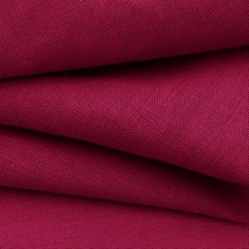NSGZ Burgundy Linen Cotton Fabric 1 Yard 61" Wide, Linen Cotton Blend - color: Burgundy, size: 1 Yard