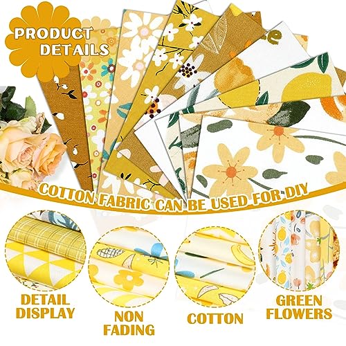 Ganeen 500 Pcs Cotton Fabric Squares Precut for Quilting,Yellow Floral - color: Yellow Floral