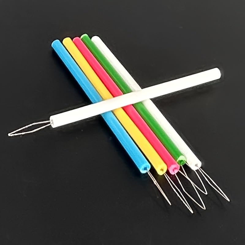 5Pcs Needle Threading Tool Set, Easy Threading Guide for Sewing, Plastic Threader for Elderly, Beading and Handcraft Accessories