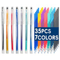 Jauisus 7 Pcs Heat Erasable Pens for Fabrics with 35 Refills, Fabric Marking Pens for Quilting Supplies DIY Embroidery Dressmaking Fabrics Tailors Chalk Pen(7 Colors, 35)