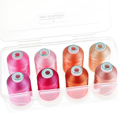 New brothread 8 Spools Embroidery Machine Thread with Box -Pink/Rose/Flesh - color: Pink/Rose/Flesh