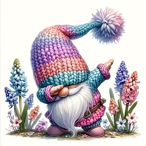 Lzyueyuan Gnome Stamped Cross Stitch Kits for Adults Beginner, Cross Stitch Ornament Kits Counted Embroidery Needlepoint Kits Home Decor 13.8X13.8 inch - color: Cross Stitch-1029-1