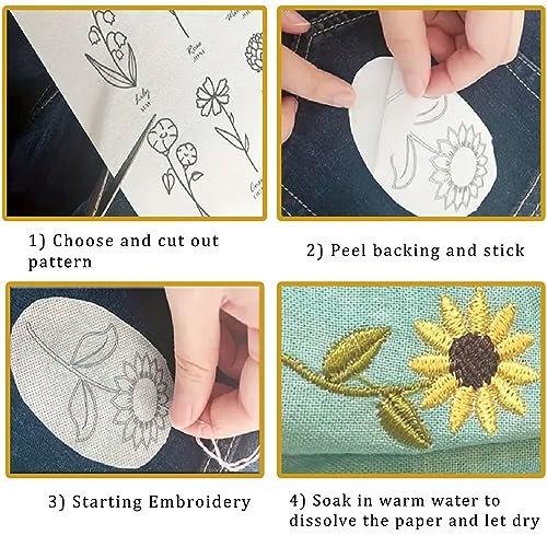 Stick N Stitch Water Soluble Stabilizer for Embroidery Twelve Sheets of 8-1/2 x 11 (Pack of 2)- Garizze Embroidery Paper- Embroidery Patterns Transfers- Wash Away Stabilizer for Embroidery in GARIZZE