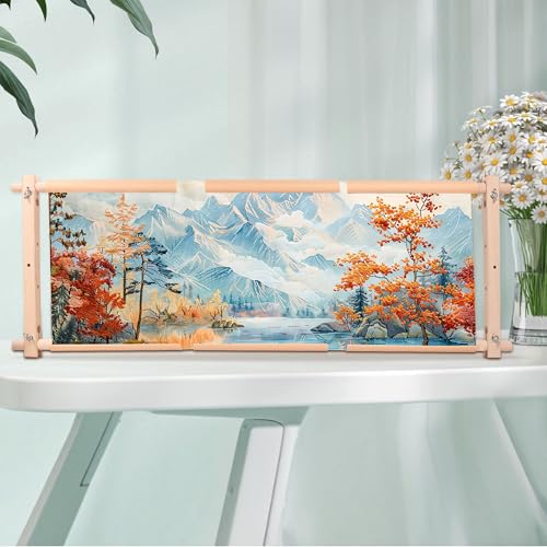 Large Beech Wood Embroidery Scroll Frame, 2-Part Adjustable Holder for Cross Stitch, Tapestry, Quilting, Sewing Needlepoint Projects - style: 33" x 12"