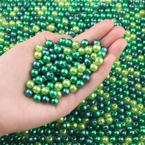 DUQGUHO 8mm St. Patrick's Day Beads for Jewelry Making, Green Beads Party - color: Mixed Green, size: 8mm
