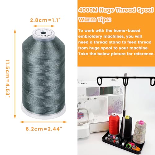 New brothread 4000M Huge Spool Embroidery MachineThread - Gray - color: Gray-817