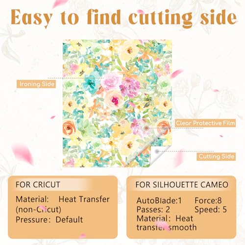 HTVSTD Floral HTV Heat Transfer Vinyl 10 Sheets 12×10in Iron on Vinyl - color: Flower