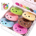 Crochet Kit for Beginners, Beginner Crochet Starter Kit w Step-by-Step Video Tutorials, Learn to Crochet Kits for Adults & Kids, DIY Knitting Supplies, 6-Pack Donut Family(40%+ Yarn Content) - color: Donut Family
