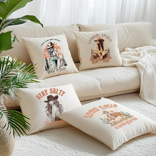 SUPERDANT 4PCS DTF Transfers Ready to Press Iron on Transfers for Clothing - style: Western Cowgirls