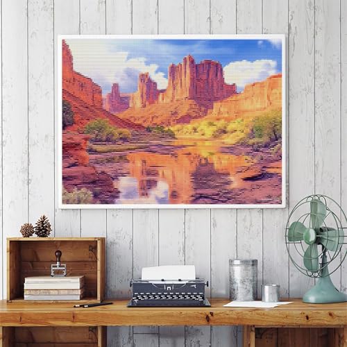 MIJVFNB Landscape National Park Utah USA Preprinted 11CT Cross Stitch Kits for Beginners Adults Easy Needlepoint Patterns for Home Decor and Craftings 12"x16"