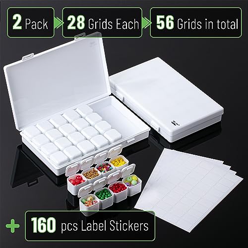 Mr. Pen- Bead Storage Containers, 28 Grids, 2 Pack, White - color: White, size: 2 Pack-56 Pcs(6.8"x4.4"x1")