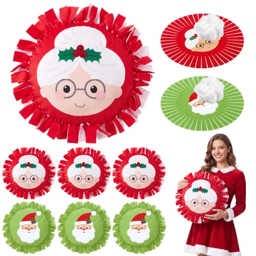 Weysat 6 Sets Christmas DIY Tie Pillow Craft Kit Mr&mrs Claus Design - style: Christmas