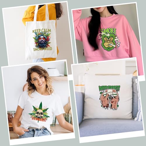 Dazoratix Weed Iron on Transfers - 30 PCs Pot Leaf Ready to Press Heat Transfer Stickers Green Planrt Decals for T-Shirts Clothing Hat Appliques Clothes Decorations DIY Crafts Pillow Washable Patches - size: 30 Sheets, style: Weed