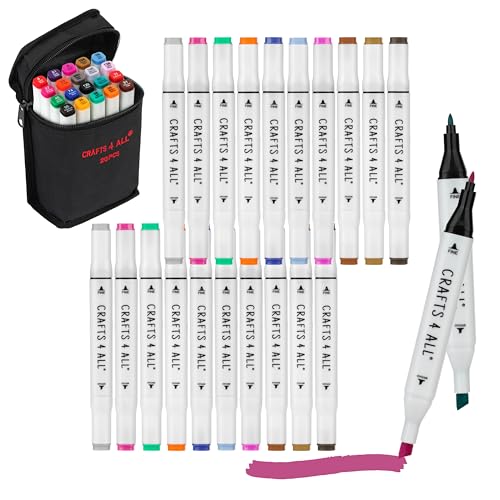 Crafts 4 All Fabric Markers for Clothes - Pack of 20 No Fade, Dual Tip Permanent Fabric Pens - No Bleed, Machine Washable Shoe Markers for Fabric Decorating - Laundry Marker, Erases Stains Easily - color: Black, size: 1 Count (Pack of 20)
