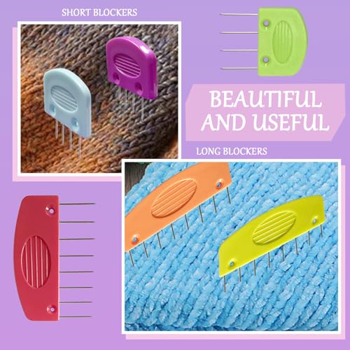 20Pcs Knit Blockers Pins Kit, Knit Blocking Combs for Crochet Knitting Blocking Board Mats, Crochet Blocking Pins for Crochet Projects Sewing Lace Needlework Projects Tool-Red - color: Red
