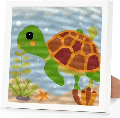 Lzyueyuan Turtle Cross Stitch Kits for Beginners, Stamped Cross Stitch for Adults with Framed,Crafts for Girls 8-12 Embroidery Kit,11CT Cross-Stitch Arts and Crafts for Adults 8.7inX8.7in - color: Cross Stitch-1222-8