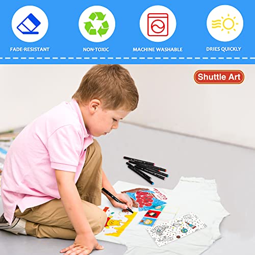 Shuttle Art Fabric Markers Pens, 30 Colors Dual Tip Fabric Marker Permanent No Bleed Markers for T-Shirts Sneakers, Non-Toxic & Child Safe Shirt Pens for Adult Painting Writing - color: 30 Colors