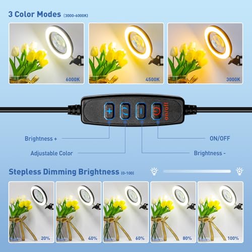 HITTI 30X 10X Magnifying Glass with Light, 1800 Lumens Stepless Dimmable - color: Black, size: 10X 30X 9.06 INCH Base & Clamp