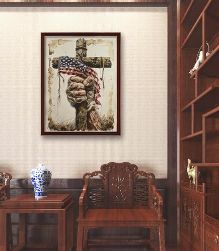 Leczany Cross Stitch Patterns Stamped Kit for Beginners | Embroidery Supplies DIY Craft Kit Needlepoint for Adults Starter | 11CT, 3 Strands | Holding the Cross in Hand 15.8x20.9 inches - color: 11CT Stamped kits, Holding the cross in hand 15.8x20.9 inche