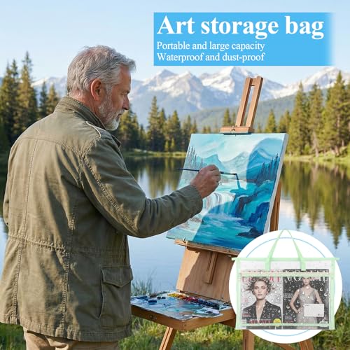Kenaeooe 6 Pack 18x13x2.8 Inches A3 Project Bags Sewing Project Bag with Zipper and Handle Clear Mesh Craft Organizer Storage for Quilting, Artworks, and Travel Supplies