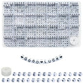 Amaney 810pcs Square Letter Beads 6x6mm Acrylic Alphabet Letter Beads White with Black Letters for Jewelry Making Bracelets Necklaces Key Chains - color: White&Heart, size: 6x6mm