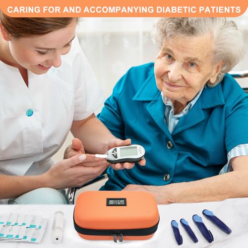 Insulin Cooler Travel Case TSA Approved 2*180g Ice Pack,Temp Display - color: Orange