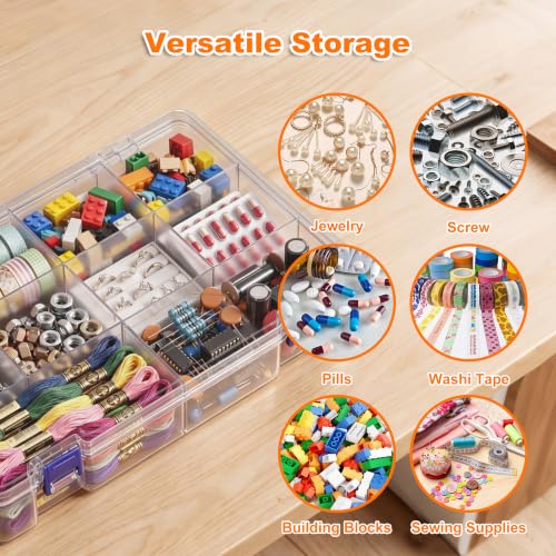 4 Pack 10 Grids Clear Organizer Box with Dividers, 11.7 x 7.9 x 2.4 in - color: 4 Pack, size: Large 10 Grids(11.7 x 7.9 x 2.4 inch)