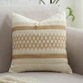 Throw Pillow Covers 20 x 20 Inch 1PC for Farmhouse Living Room, Cotton & Burlap Textured Striped Woven Boho Pillow Covers (Beige & Brown, Khaki Grid) - color: Khaki Grid, size: 20" x 20" (Pack of 1)