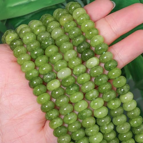 5x8mm 100Pcs Natural Peridot Rondelle Beadsf or Jewelry Making Loose Spacer Abacus Disk Beads Gemtone for Bracelets Necklace DIY Crafts - color: Peridot