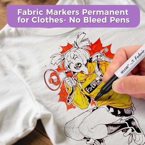 SELEAD 24 Fabric Markers Permanent for Clothes, Fine Tip Art Marker - size: 24 Count (Pack of 1)