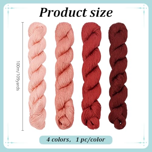 FREEBLOSS 4 Pcs Sashiko Thread Sashiko Skein 100 M*4 Colors(Red) Cotton Embroidery Thread Japanese Quilting & Embroidery Sashiko Kit Supplies Sewing Thread - color: Red