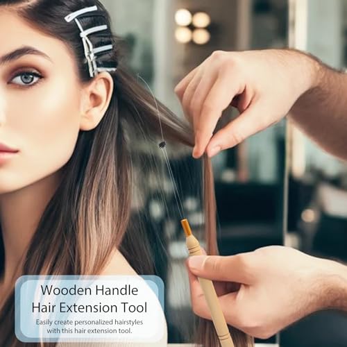 Hair Extension Loop Needle Threader Set - 5PCS Premium Quality Tools for Hair and Feather Extensions （9.2 inch）