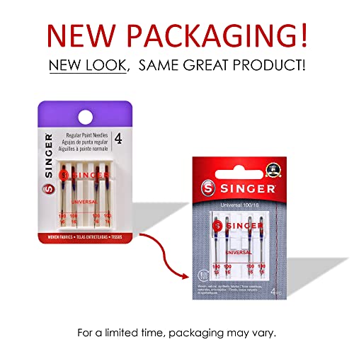SINGER 04741 Regular Point Needles, Size 100/16, 5 Count - style: 100/16