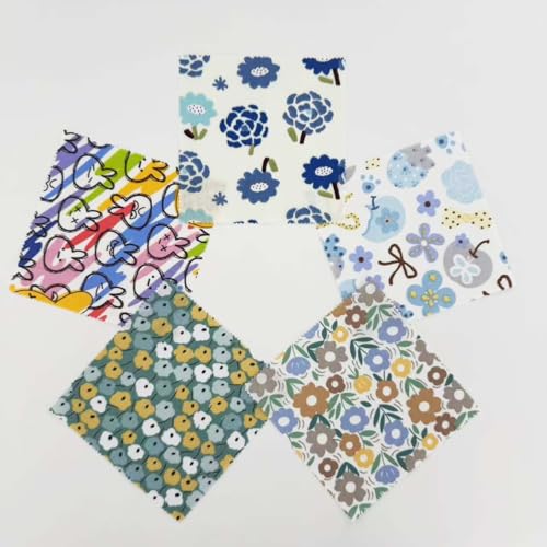 14 Colors Floral Cotton Fabric Squares - 42 Pcs 5x5 Inch Precut Quilting Bundle, 3 of Each Color | Retro Ditsy Print Charm Pack for Sewing, Patchwork & DIY Crafts - color: Color-6