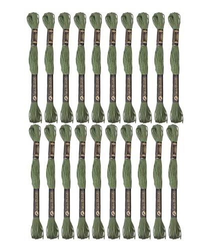 24 Skeins Embroidery Cotton Floss is 100% Egyptian Long Fiber Cotton of 8.75yds Each Cotton Cross Stitch Thread for Hand Embroidery DIY Creation and Friendship Bracelet String. (24, Dark Green) - color: Dark Green