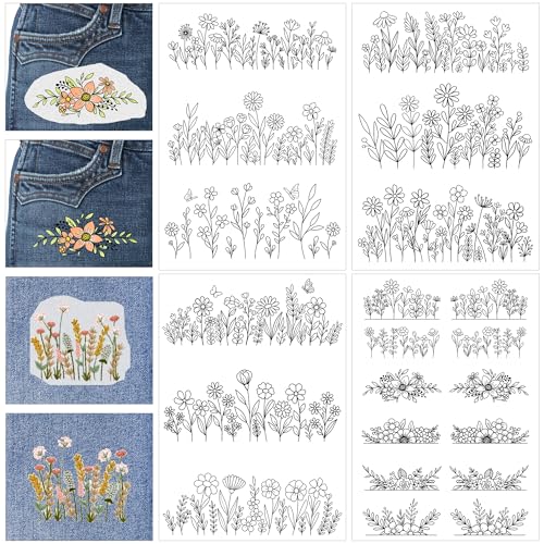 Water Soluble Embroidery Patterns, Stick and Stitch Paper for Sewing - style: Flower1549