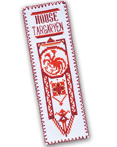 DIY Handmade Gift - Embroidery Bookmark with GoT Dragonstone Design Pattern - color: House Targaryen