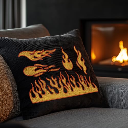 5 Pcs Flames Fire Rhinestone Iron on Hotfix Transfer Decal, Bling DIY Patch Clothing Repair Applique T-Shirt Vest Shoes Hat Jacket Decor Clothing DIY Accessories - style: Flames Fire